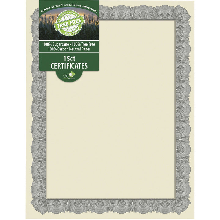 Image of Geographics® Award Certificates, 8.5 x 11, Natural with Silver Braided Border. 15/Pack