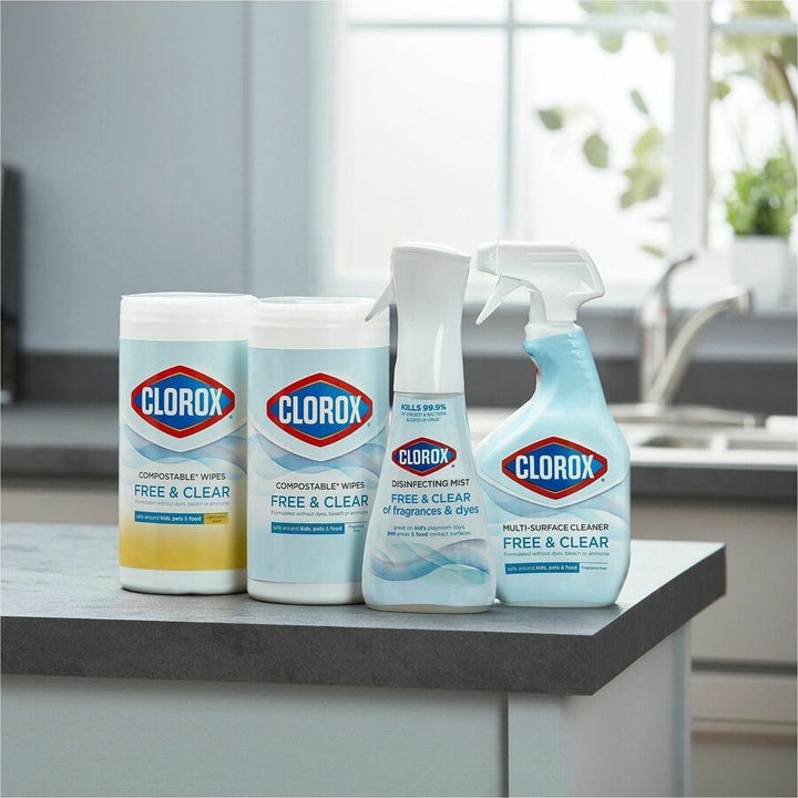 Image of Clorox® Wipes,Free&Clear,75 Wipes/Tub,4-1/4"x4-1/4"x8-3/10",6/CT,WE
