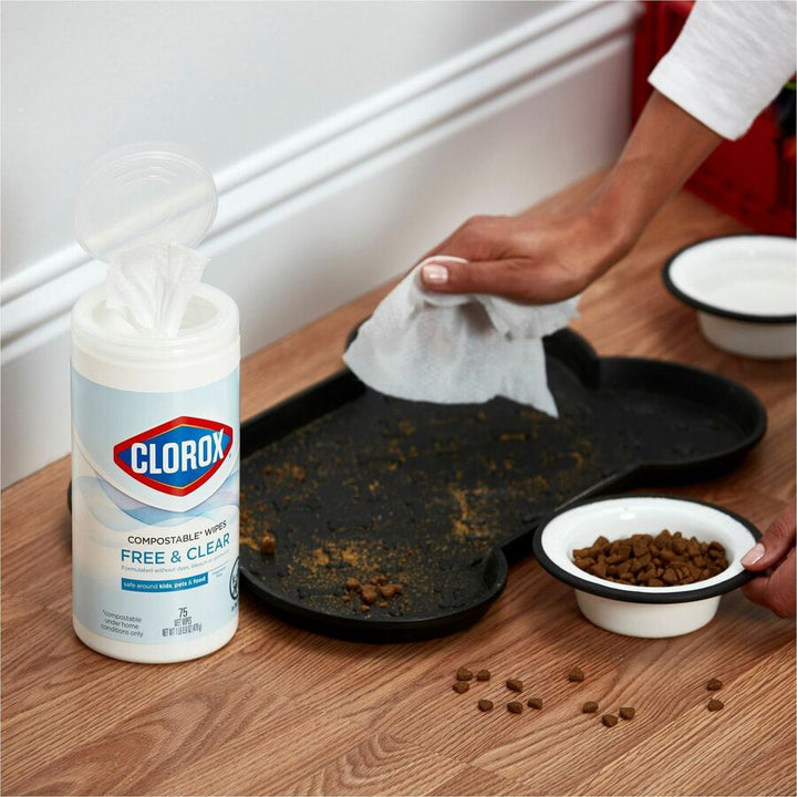 Image of Clorox® Wipes,Free&Clear,75 Wipes/Tub,4-1/4"x4-1/4"x8-3/10",6/CT,WE