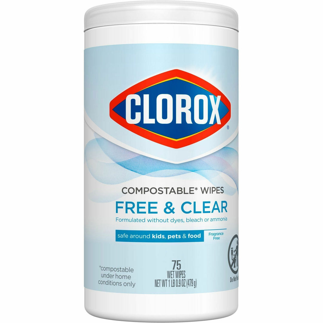 Image of Clorox® Wipes,Free&Clear,75 Wipes/Tub,4-1/4"x4-1/4"x8-3/10",6/CT,WE