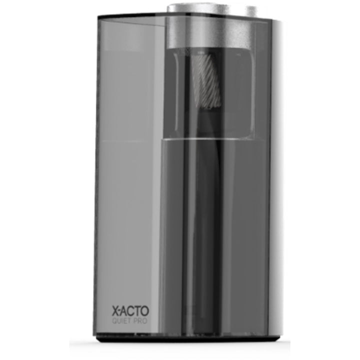 Image of X-ACTO® Model 1612 Quiet Pro Electric Pencil Sharpener, Ac-Powered, 3 X 5 X 9, Black/silver/smoke