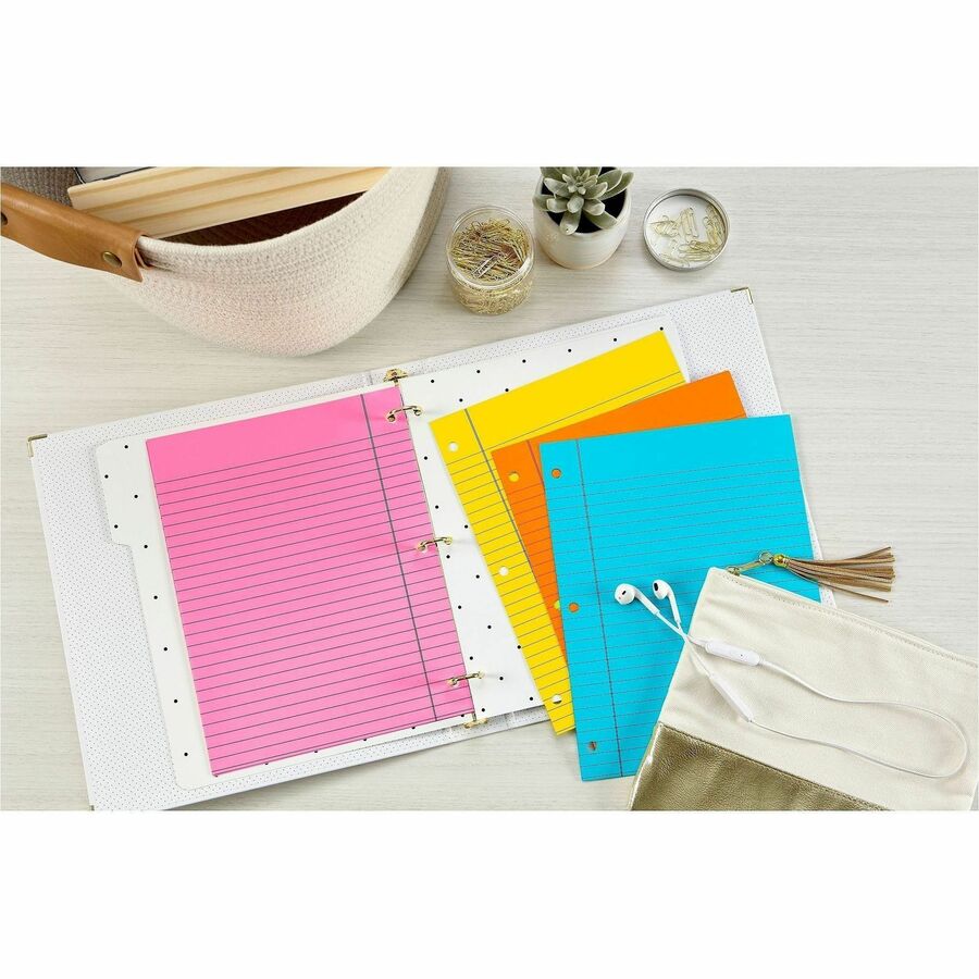 Image of Wausau Papers Filler Paper,Wide-Ruled,8"x10-1/2",20 lb,4 Colors,100/PK,AST