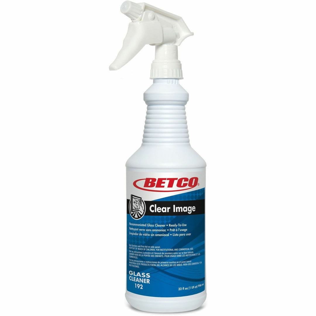 Image of Betco 1921200 Clear Image Glass Cleaner, Ready-To-Use, 32 fl oz (1 quart), 432 oz (27 lb), Unscented, Streak-free, Residue-free, 12 / Carton