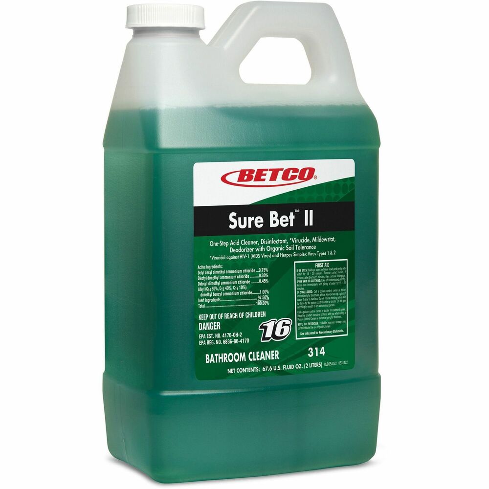 Image of Betco Corporation Disinfectant,Cleaner/Deodorizer,Bathroom,2-Liter,4/CT,GN