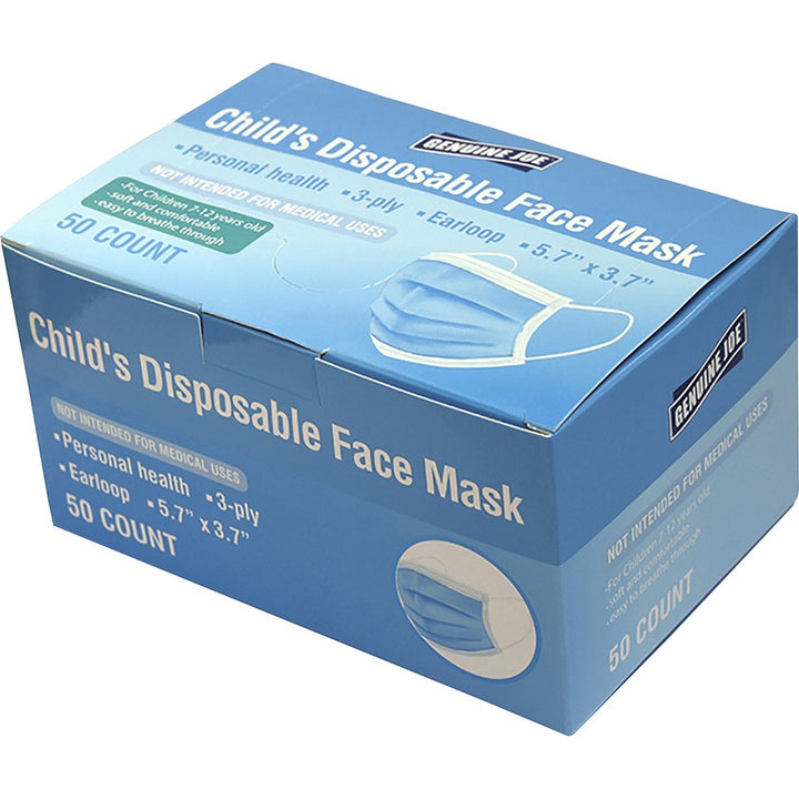 Image of Special Buy 85171 Child Face Mask, Recommended for: Face, Blue, Disposable, Comfortable, Soft, Pleated, Earloop Style Mask, Latex-free, 50 / Box