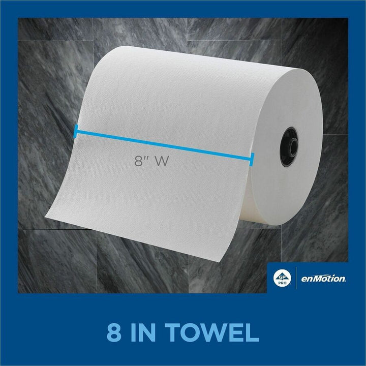 Image of enMotion 89720 Paper Towel Rolls, 8 1/4' x 550', White, Case Of 6 Rolls, 1 Ply, 1 3/4" Core, White, 6 Rolls Per CaseCase, 6 / Carton