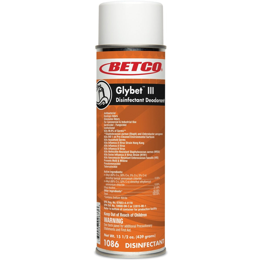 Image of Betco Corporation Disinfectant Deodorizer Spray, 15.5oz, 12/CT, Clear