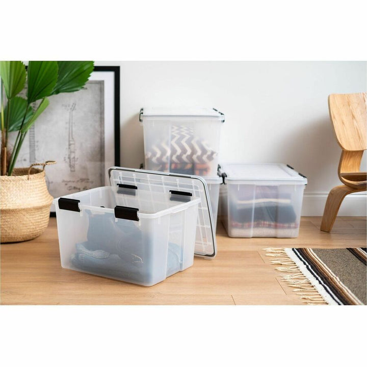 Image of IRIS 110450 Weathertight Storage Box, 46 Quarts, 11 4/5"H x 15 4/5"W x 19 7/10"D, Clear