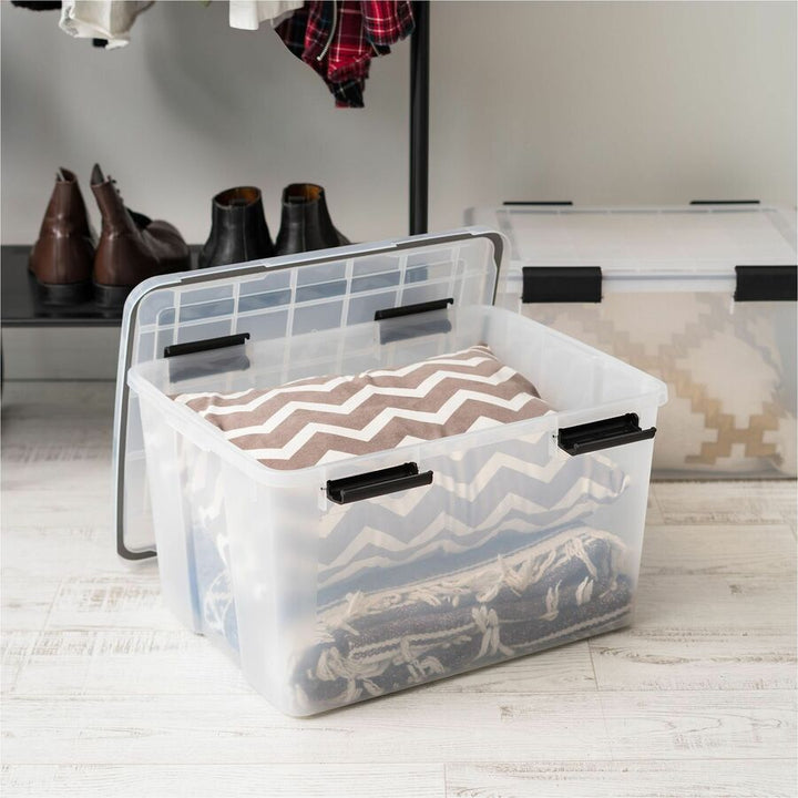 Image of IRIS 110450 Weathertight Storage Box, 46 Quarts, 11 4/5"H x 15 4/5"W x 19 7/10"D, Clear