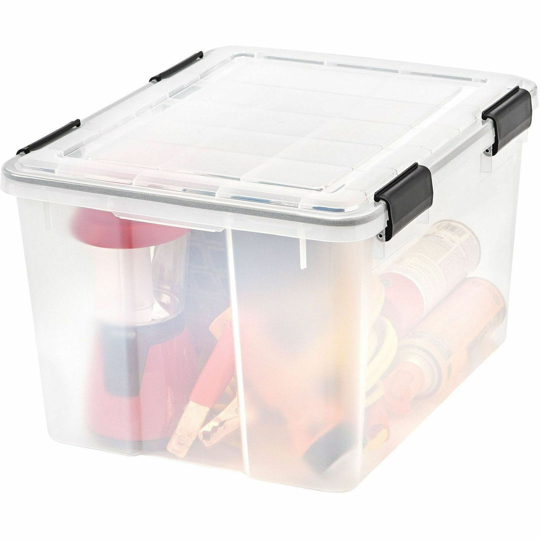 Image of IRIS 110450 Weathertight Storage Box, 46 Quarts, 11 4/5"H x 15 4/5"W x 19 7/10"D, Clear