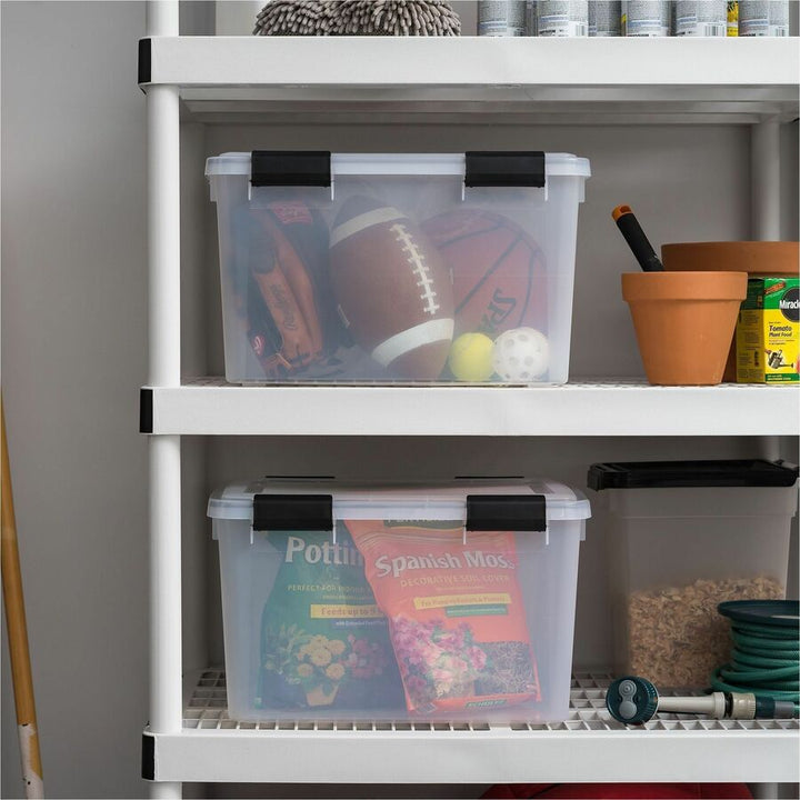 Image of IRIS 110450 Weathertight Storage Box, 46 Quarts, 11 4/5"H x 15 4/5"W x 19 7/10"D, Clear