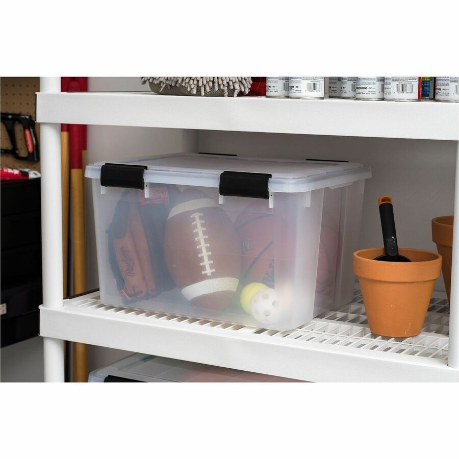 Image of IRIS 110450 Weathertight Storage Box, 46 Quarts, 11 4/5"H x 15 4/5"W x 19 7/10"D, Clear