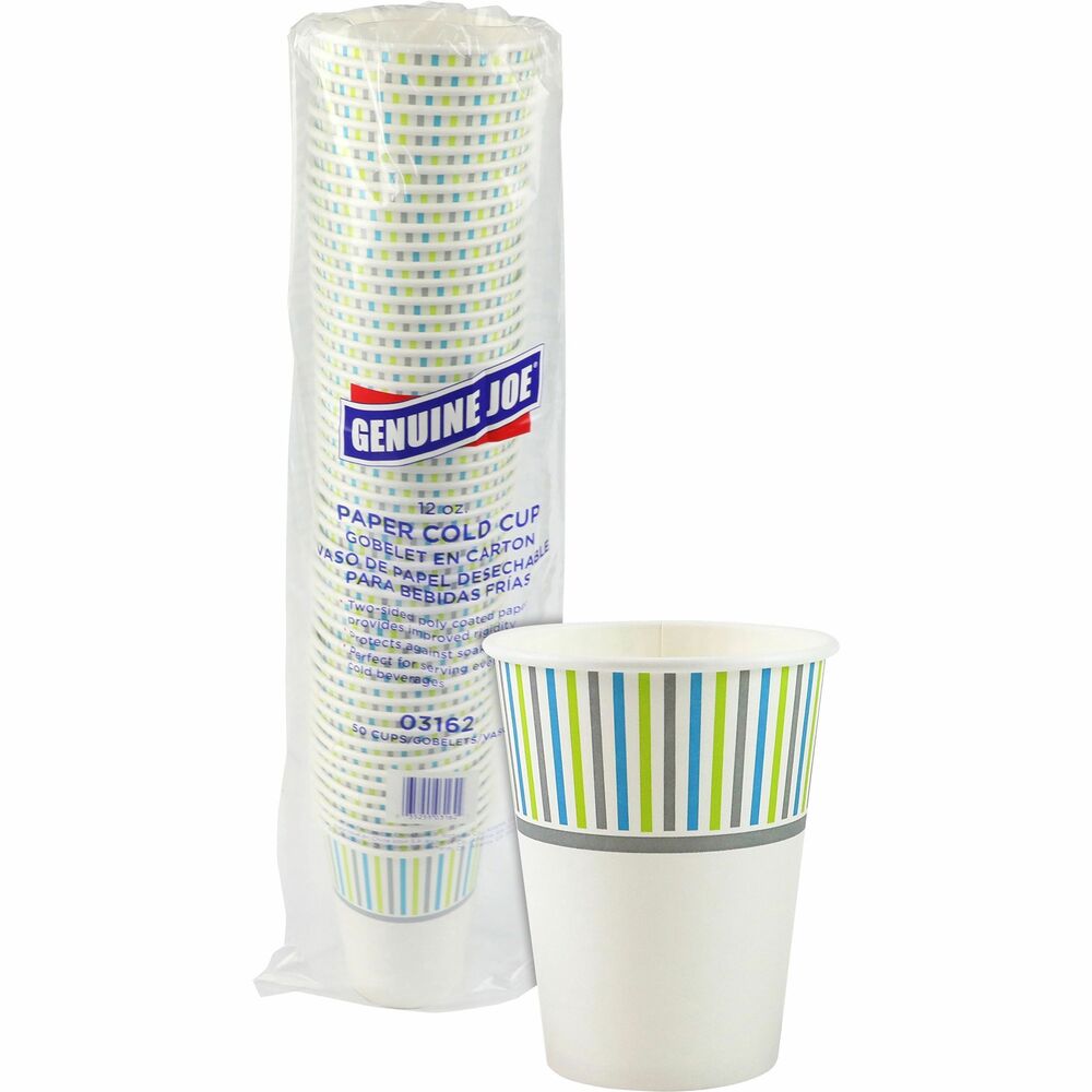 Genuine Joe Paper Cup, Cold, 12 oz, 50/PK, 20PK/CT, White
