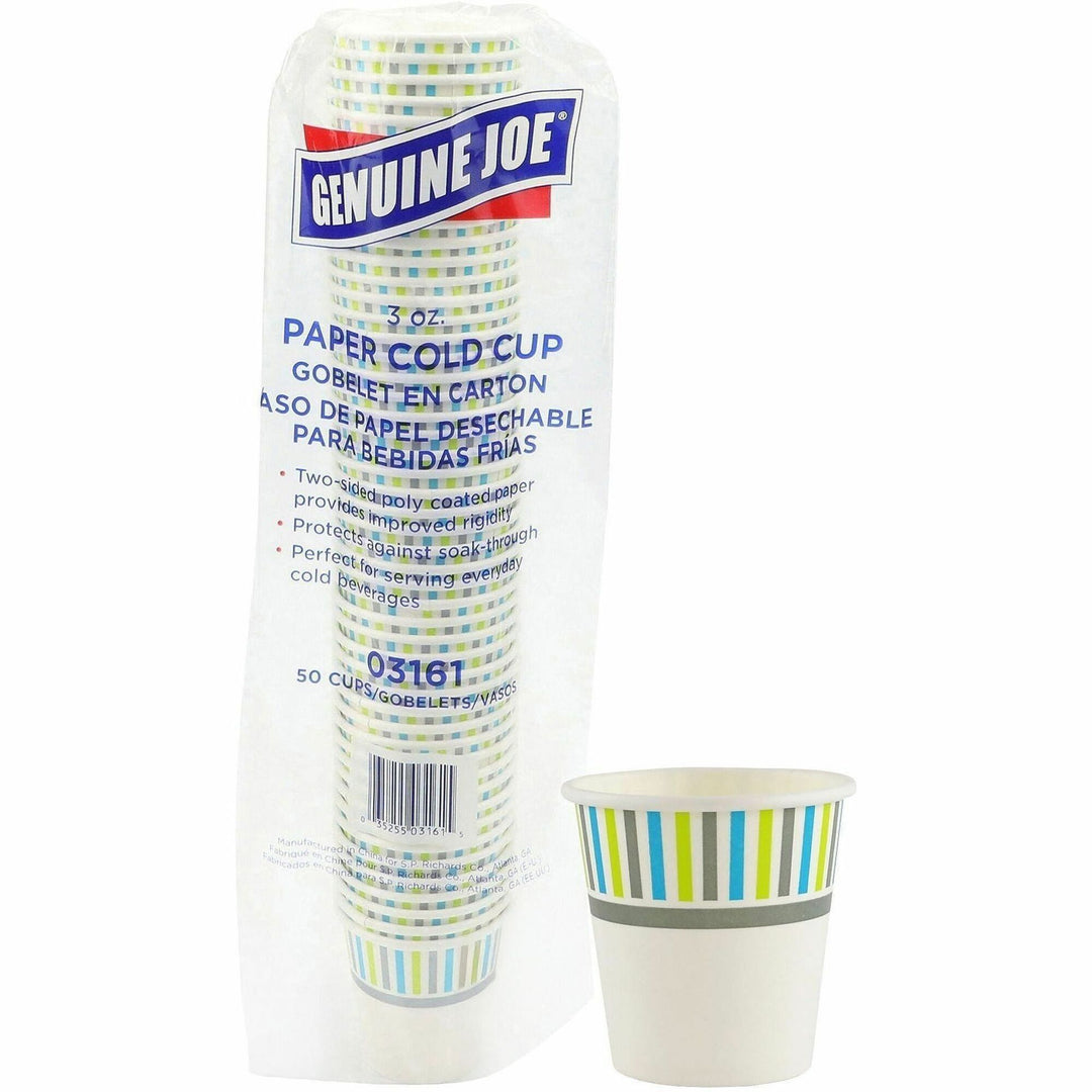 Image of Genuine Joe 03161 3 oz Cold Cups, 3 fl oz, White, Paper, Cold Drink, Beverage, 50 / Pack