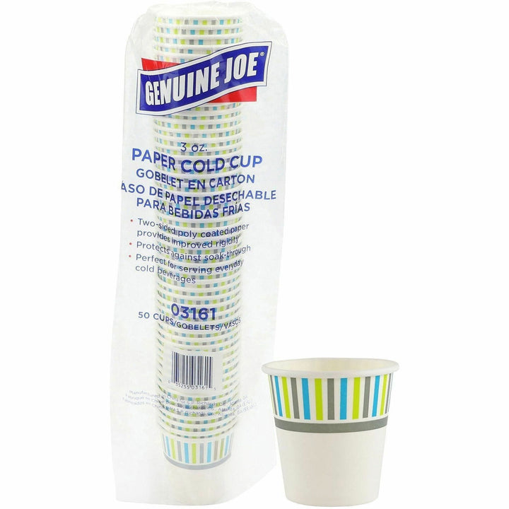 Image of Genuine Joe 03161 3 oz Cold Cups, 3 fl oz, White, Paper, Cold Drink, Beverage, 50 / Pack