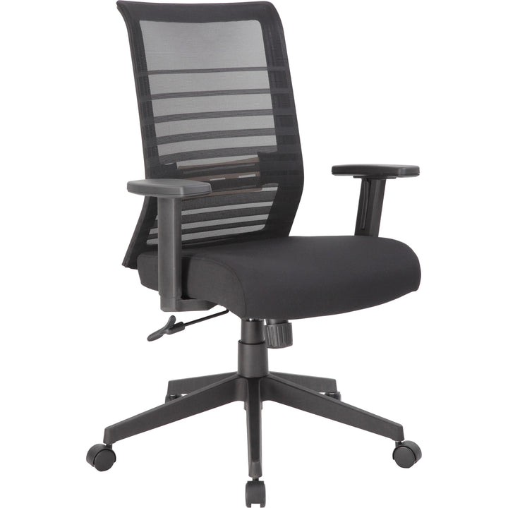 Image of Lorell 00590 Horizontal Mesh High-Back Task Chair, Fabric Seat Material, Black, Armrest, 1 Each