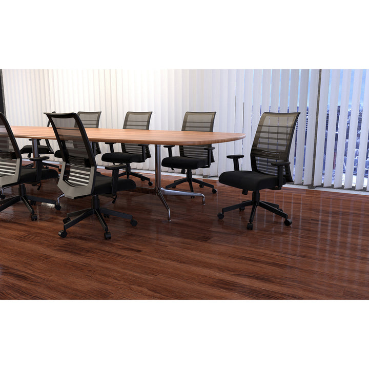 Image of Lorell 00590 Horizontal Mesh High-Back Task Chair, Fabric Seat Material, Black, Armrest, 1 Each
