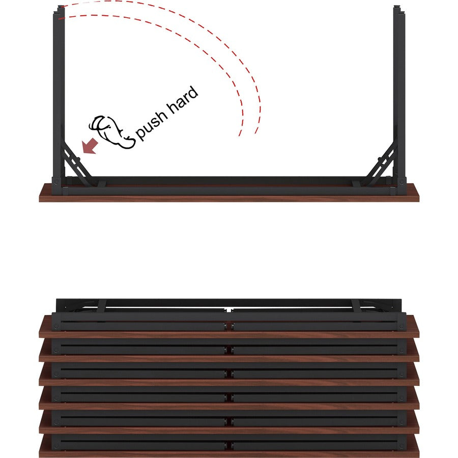 Image of Lorell Training Table, Folding, 60"x18"x30", Mahogany
