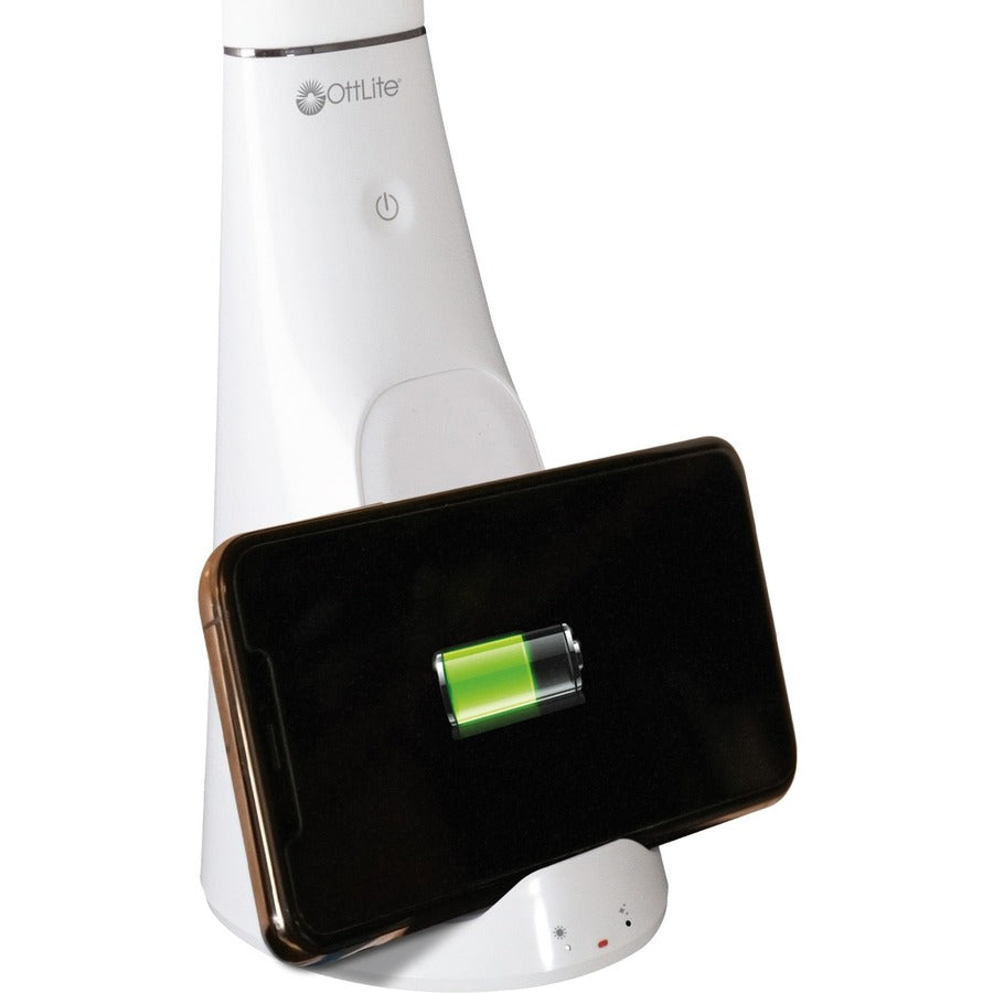 Image of OttLite® Wellness Series Sanitizing Purify LED Desk Lamp with Wireless Charging, 26" High, White