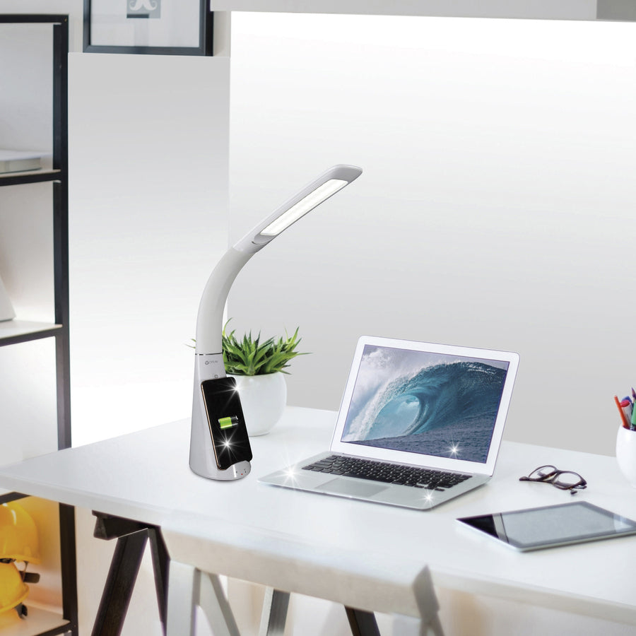 Image of OttLite® Wellness Series Sanitizing Purify LED Desk Lamp with Wireless Charging, 26" High, White