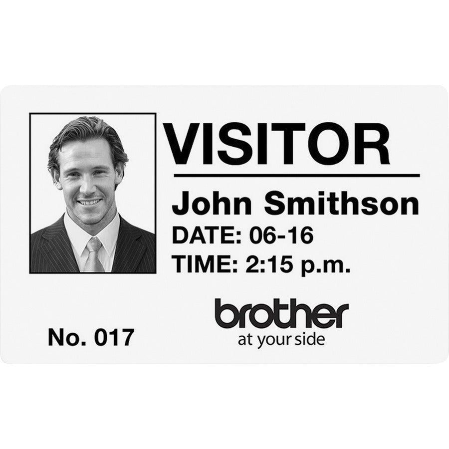 Image of Brother DK12343PK DK Name Badge Label, 3 2/5" W x 2 19/64" Length, Rectangle, Thermal, White, Paper, 260 / Roll, 3 / Box