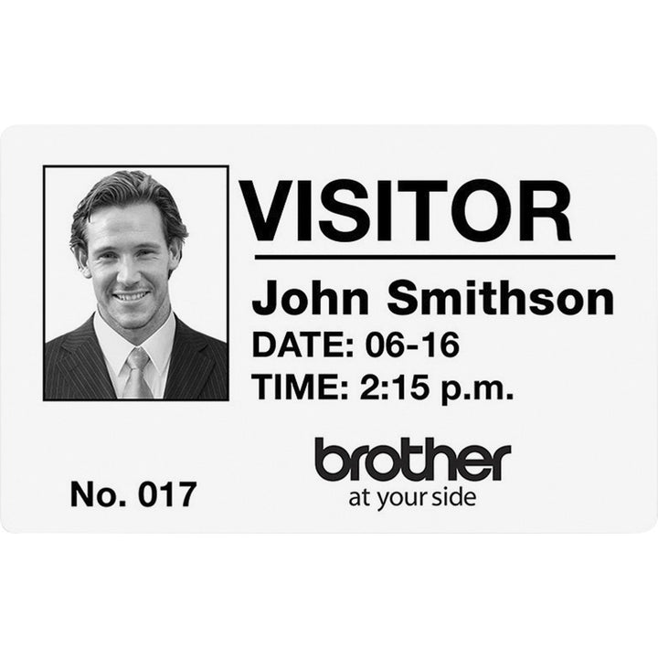 Image of Brother DK12343PK DK Name Badge Label, 3 2/5" W x 2 19/64" Length, Rectangle, Thermal, White, Paper, 260 / Roll, 3 / Box