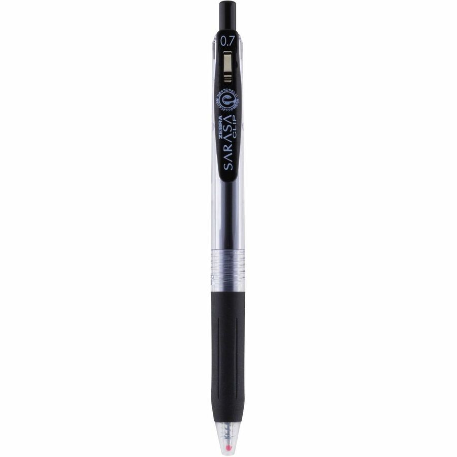 Image of Zebra® Sarasa Clip Gel Pen, Retractable, Medium 0.7 mm, Black Ink, Clear/Black Barrel, 12/Pack