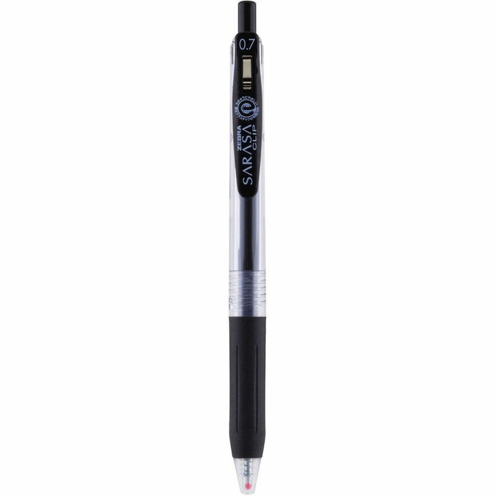 Image of Zebra® Sarasa Clip Gel Pen, Retractable, Medium 0.7 mm, Black Ink, Clear/Black Barrel, 12/Pack