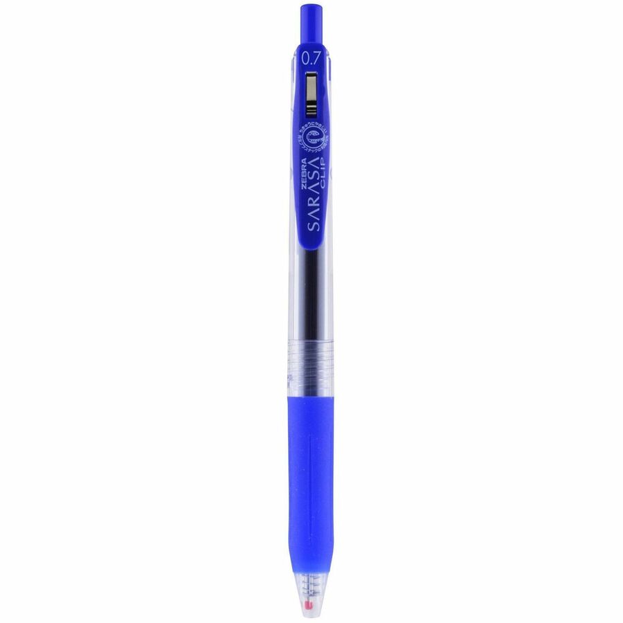 Image of Zebra® Sarasa Clip Gel Pen, Retractable, Medium 0.7 mm, Blue Ink, Clear/Blue Barrel, 12/Pack