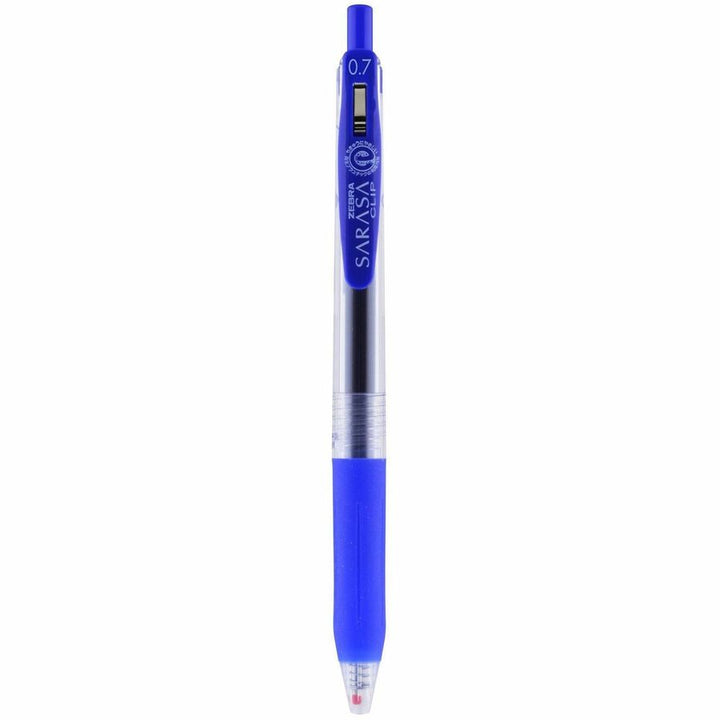 Image of Zebra® Sarasa Clip Gel Pen, Retractable, Medium 0.7 mm, Blue Ink, Clear/Blue Barrel, 12/Pack
