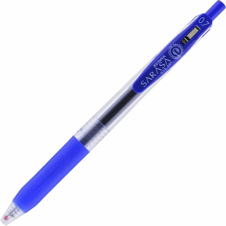 Image of Zebra® Sarasa Clip Gel Pen, Retractable, Medium 0.7 mm, Blue Ink, Clear/Blue Barrel, 12/Pack