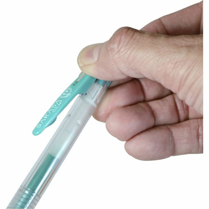 Image of Zebra® Sarasa Clip Gel Pen, Retractable, Medium 0.7 mm, Blue Ink, Clear/Blue Barrel, 12/Pack