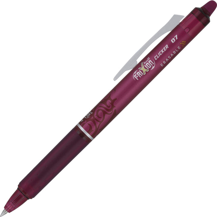 Image of Pilot® Frixion Clicker Erasable Gel Pen, Retractable, Fine 0.7 Mm, Burgundy Ink, Burgundy Barrel, Dozen
