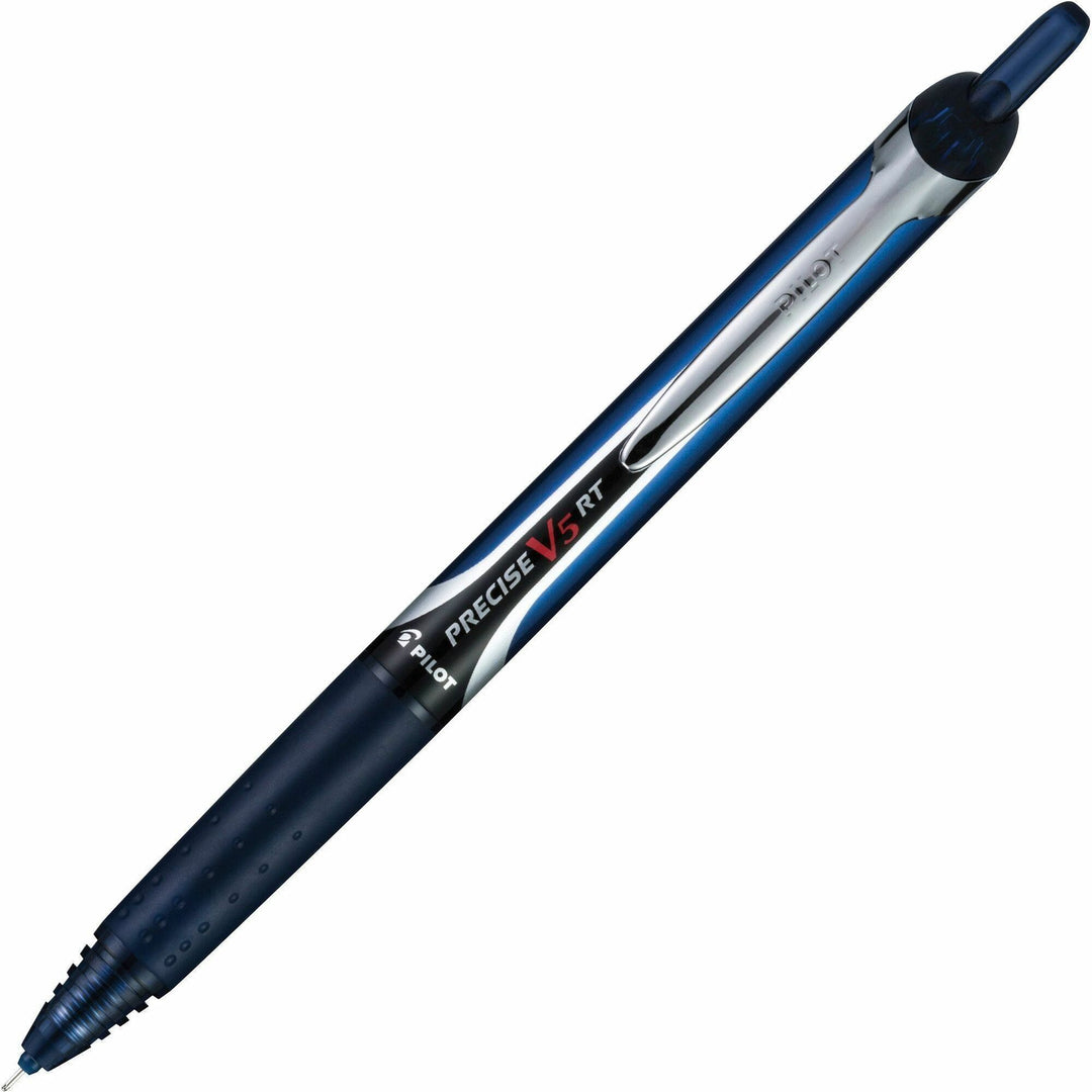 Image of Pilot® Precise V5RT Rollerball Pen, Retractable, Extra-Fine 0.5 mm, Navy Ink, Navy Barrel, Dozen
