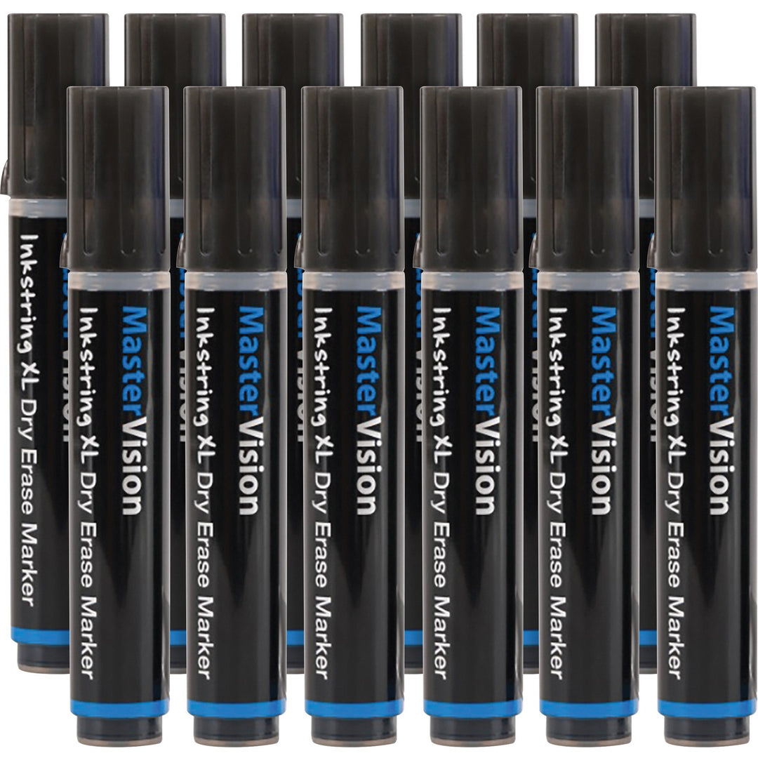 Image of MasterVision PE4301 Inkstring XL Dry-Erase Markers, Erasable, Black Ink, Gel-based, 12 / Pack