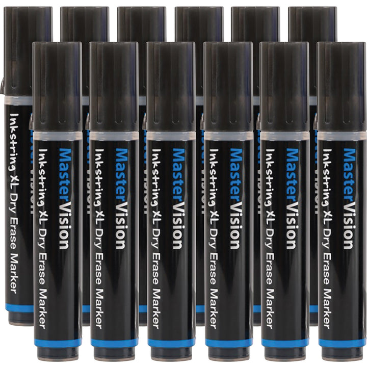 Image of MasterVision PE4301 Inkstring XL Dry-Erase Markers, Erasable, Black Ink, Gel-based, 12 / Pack