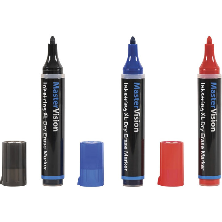 Image of MasterVision PE4301 Inkstring XL Dry-Erase Markers, Erasable, Black Ink, Gel-based, 12 / Pack
