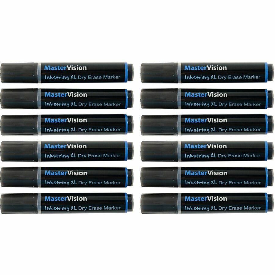 Image of MasterVision PE4301 Inkstring XL Dry-Erase Markers, Erasable, Black Ink, Gel-based, 12 / Pack