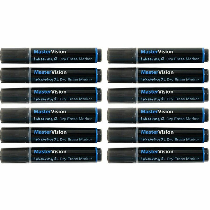 Image of MasterVision PE4301 Inkstring XL Dry-Erase Markers, Erasable, Black Ink, Gel-based, 12 / Pack