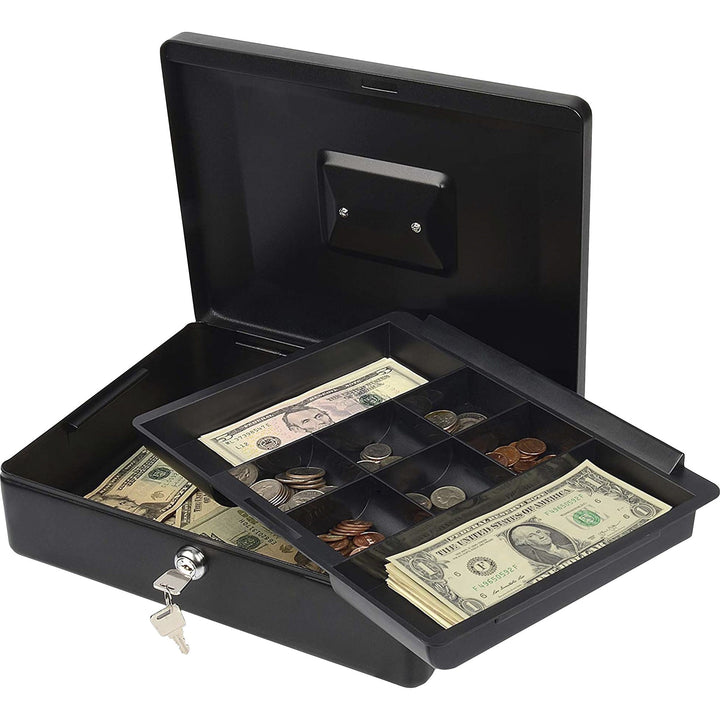 Image of Carl Mfg Security Box, 9"Wx12-1/2"Lx4"H, Black