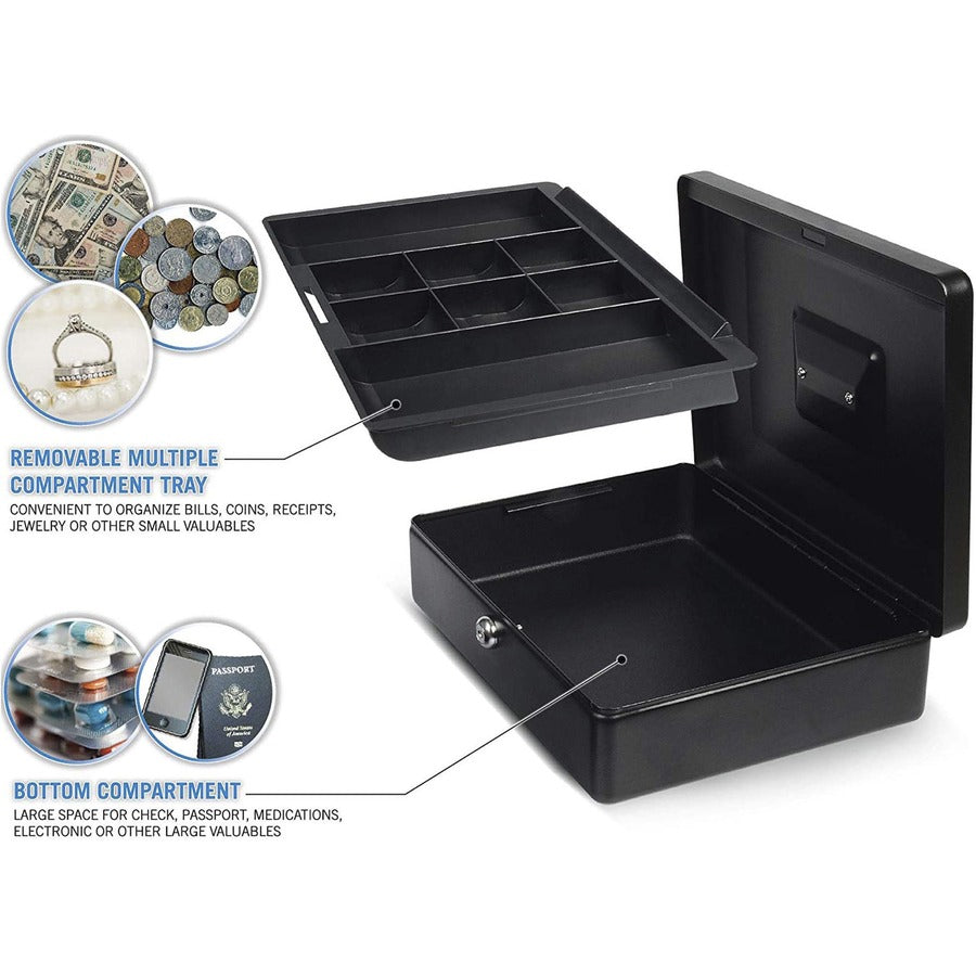 Image of Carl Mfg Security Box, 9"Wx12-1/2"Lx4"H, Black