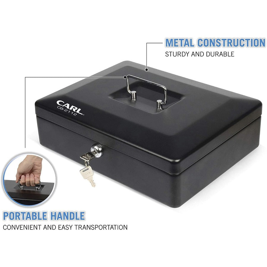 Image of Carl Mfg Security Box, 9"Wx12-1/2"Lx4"H, Black