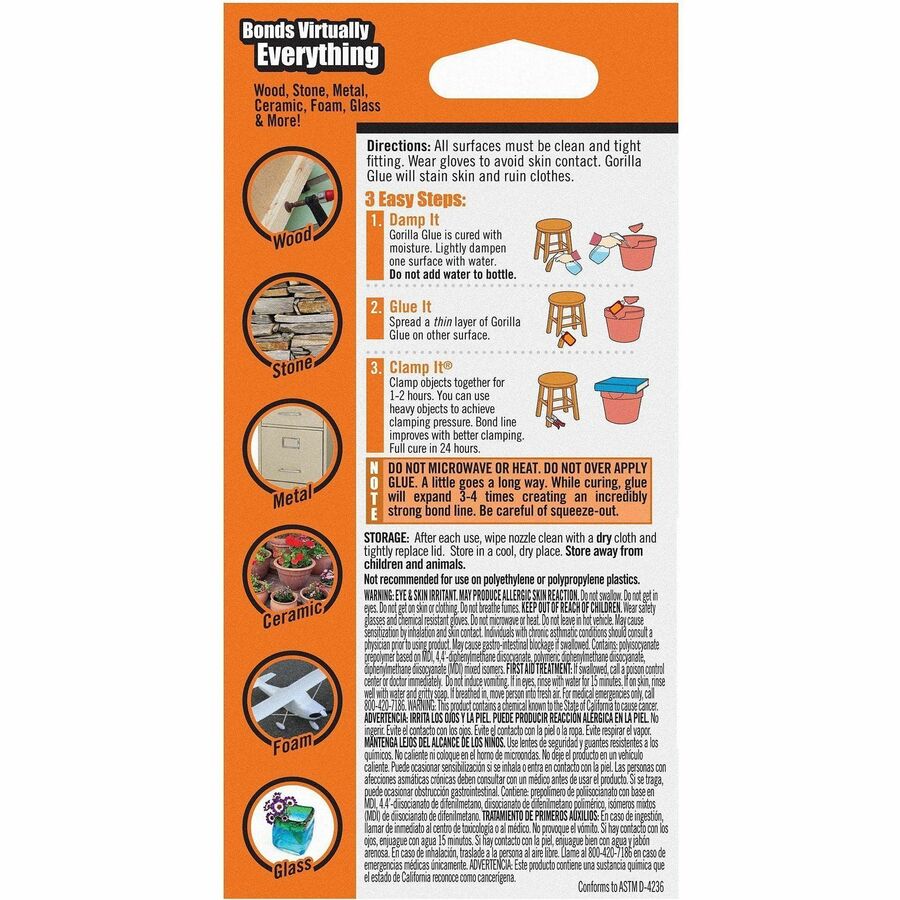 Image of Gorilla 5000201 Original Gorilla Glue, 2 oz, Brown, 1 Each