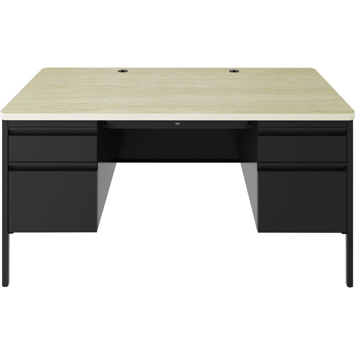 Image of Lorell Desk, Double-Pedestal, 60"x30"x29-1/2", Maple/Black