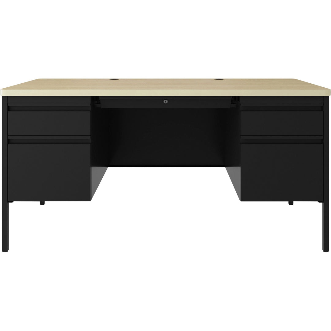 Image of Lorell Desk, Double-Pedestal, 60"x30"x29-1/2", Maple/Black
