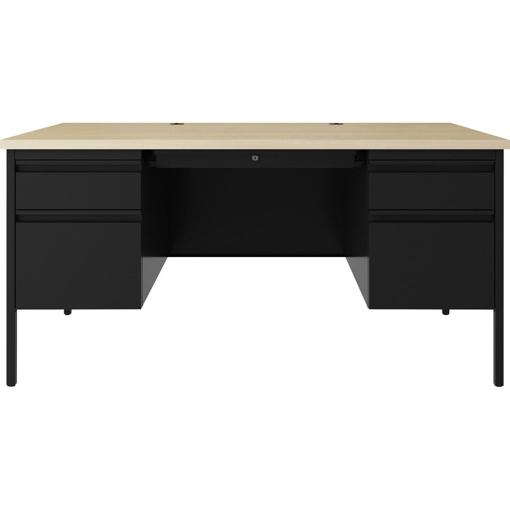 Image of Lorell Desk, Double-Pedestal, Steel, 60"x30"x29-1/2",Maple/Black