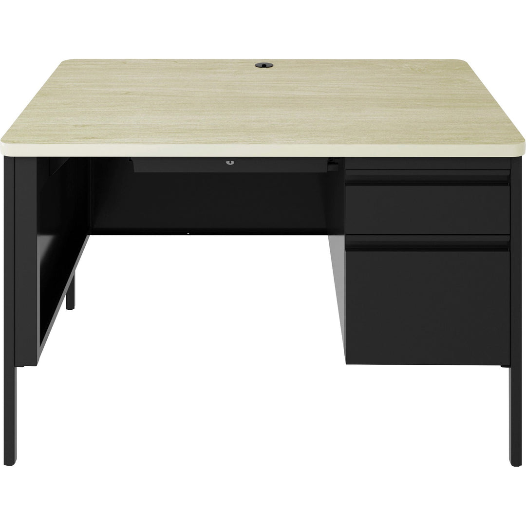 Image of Lorell Desk, Right-Pedestal, Steel, 48"x30"x29-1/2",Maple/Black