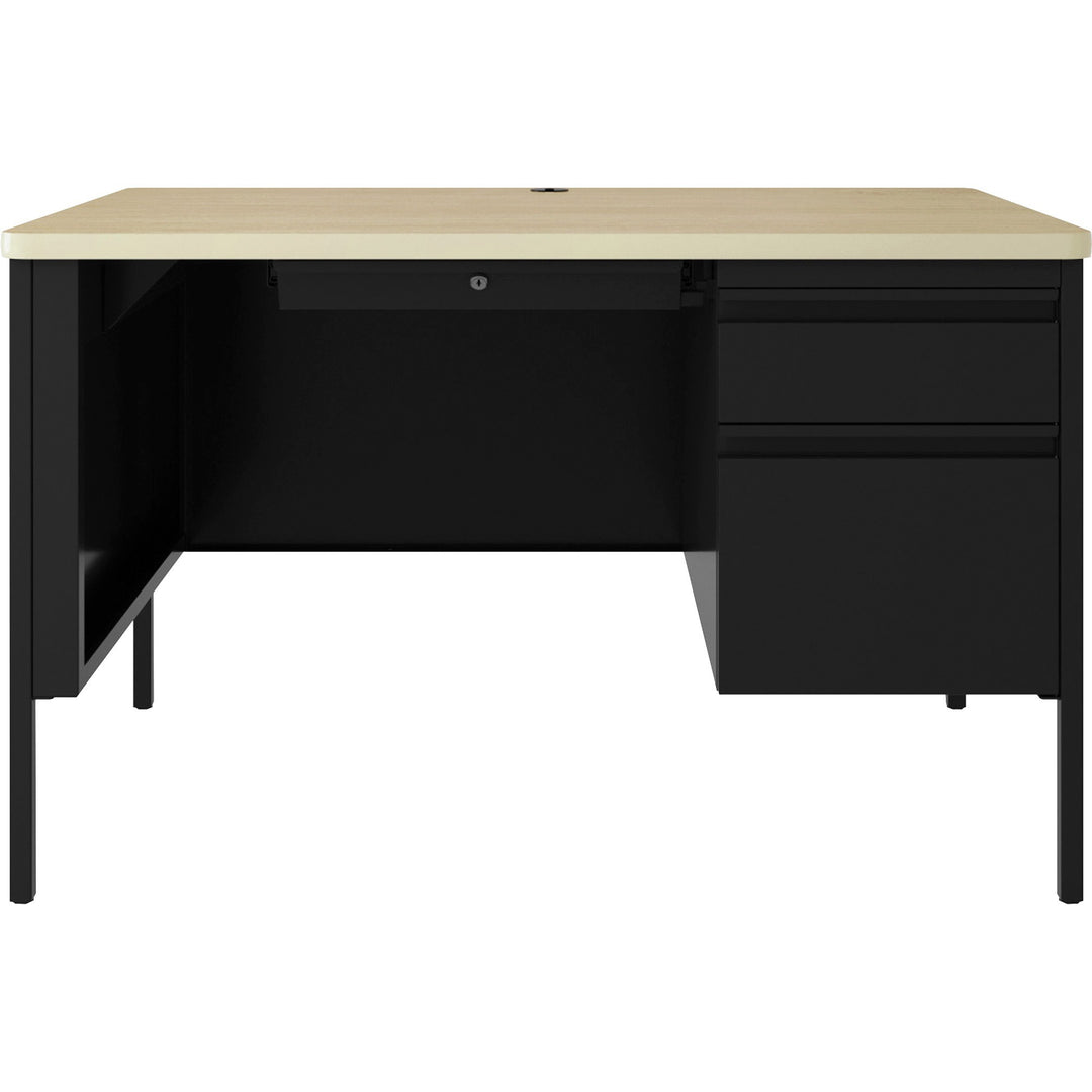 Image of Lorell Desk, Right-Pedestal, Steel, 48"x30"x29-1/2",Maple/Black