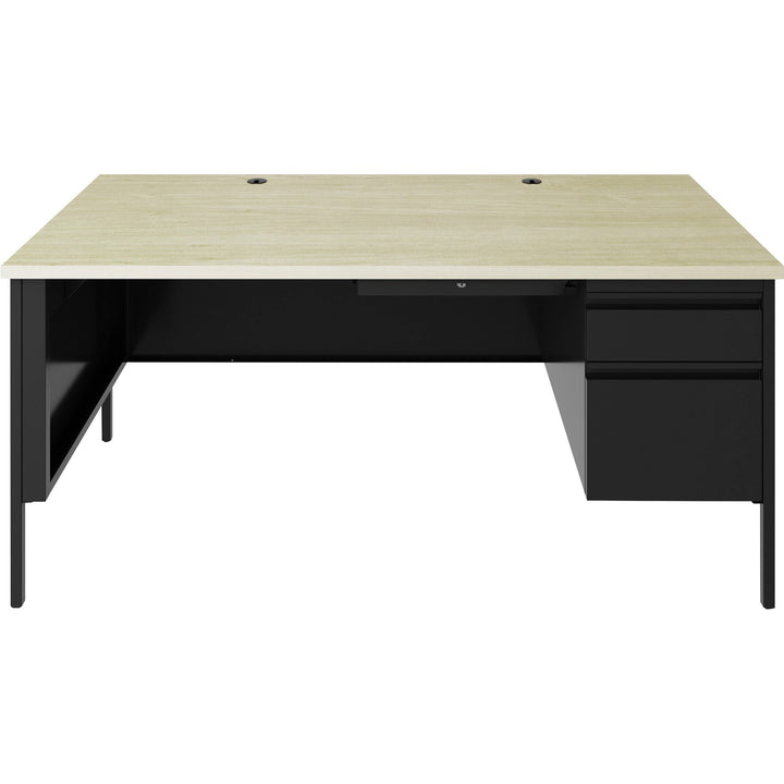 Image of Lorell Desk, Right-Pedestal, Steel, 66"x30"x29-1/2", Maple/Black