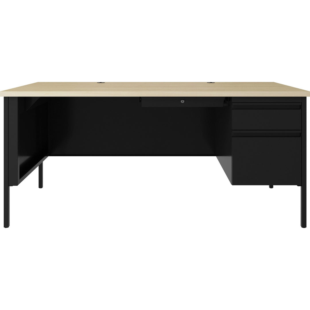 Image of Lorell Desk, Right-Pedestal, Steel, 66"x30"x29-1/2", Maple/Black